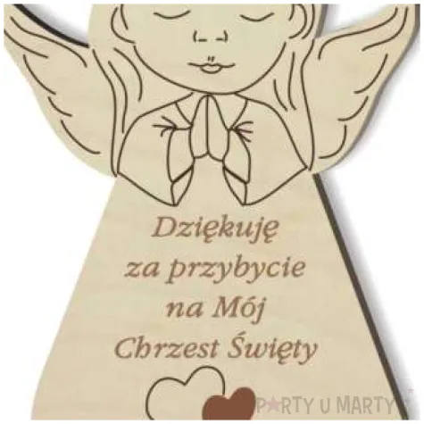 dekoracja drewniana podziekowania chrzest sw aniolek dz 10 cm