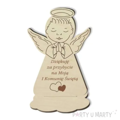 dekoracja drewniana podziekowania komunia sw aniolek ch 10 cm
