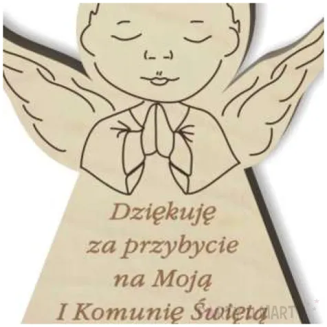 dekoracja drewniana podziekowania komunia sw aniolek ch 10 cm