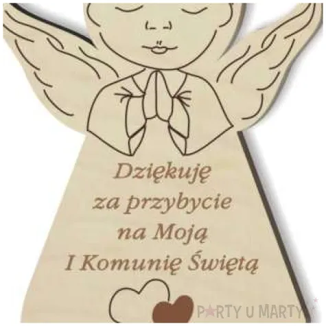 dekoracja drewniana podziekowania komunia sw aniolek ch 10 cm