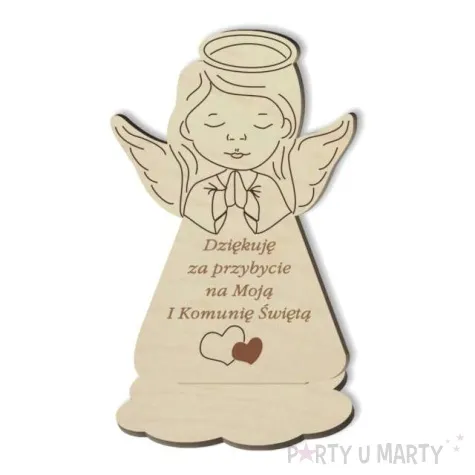 dekoracja drewniana podziekowania komunia sw aniolek dz 10 cm