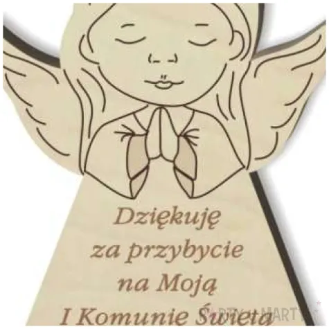 dekoracja drewniana podziekowania komunia sw aniolek dz 10 cm