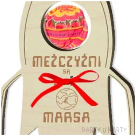 dekoracja drewniana rakieta na lizak dzien mezczyzny z marsa 14 cm