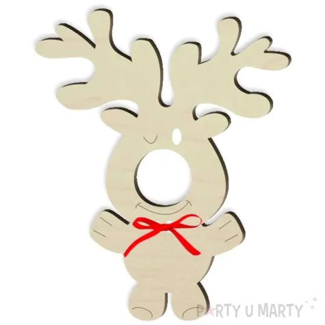 dekoracja drewniana renifer na lizak 16 cm