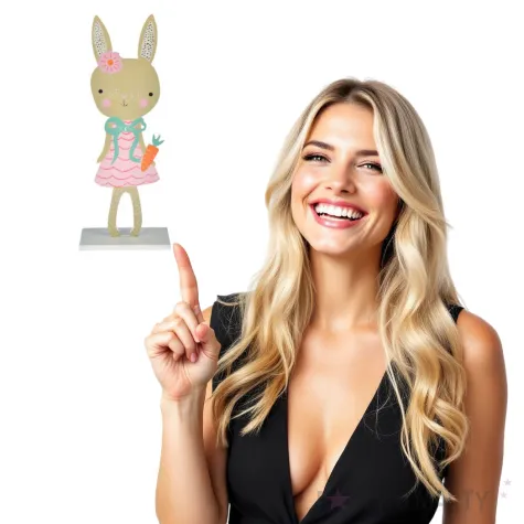 dekoracja drewniana rozowy zajaczek arpex 17 5 cm