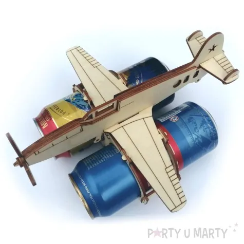dekoracja drewniana samolot na puszki niech sie leje 21x23 cm