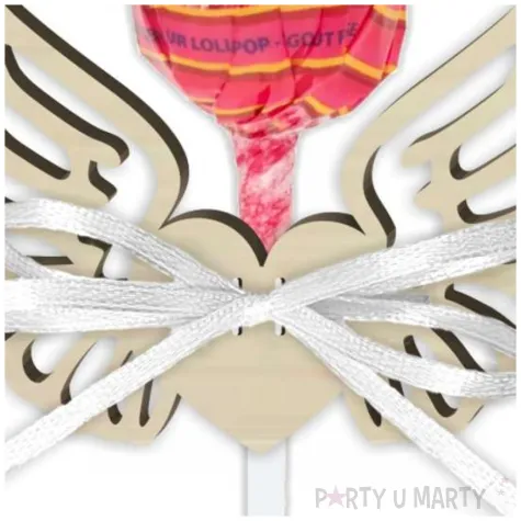 dekoracja drewniana skrzydlo aniola classik na lizak 8 5 cm