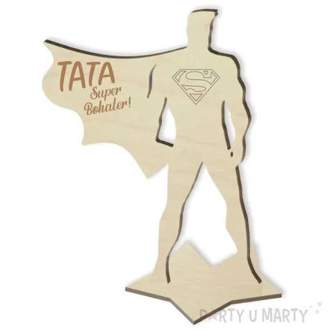 dekoracja drewniana tata super bohater 12 5 cm
