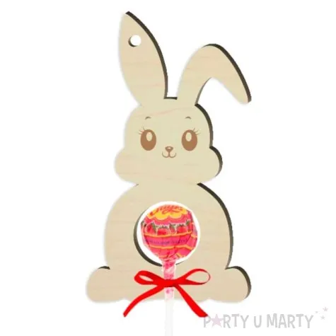 dekoracja drewniana zajaczek na lizak wielkanoc 14 cm