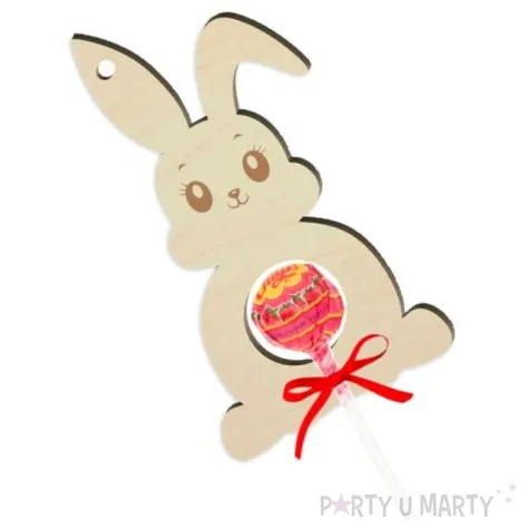 dekoracja drewniana zajaczek na lizak wielkanoc 14 cm