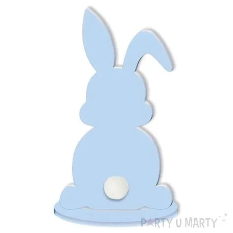 dekoracja drewniana zajaczek pastelowy blekitny 12 cm