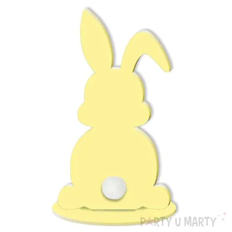 dekoracja drewniana zajaczek pastelowy kremowy 12 cm