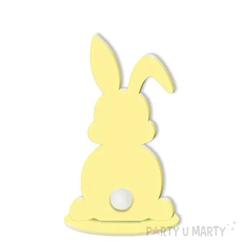 dekoracja drewniana zajaczek pastelowy kremowy 8 cm