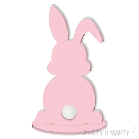 dekoracja drewniana zajaczek pastelowy rozowy 12 cm