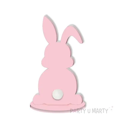 dekoracja drewniana zajaczek pastelowy rozowy 8 cm