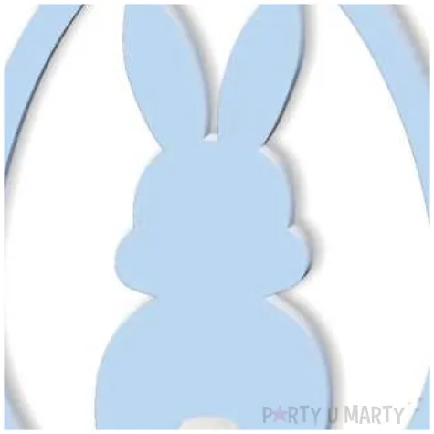 dekoracja drewniana zajaczek pastelowy w jaju blekitny 8 cm