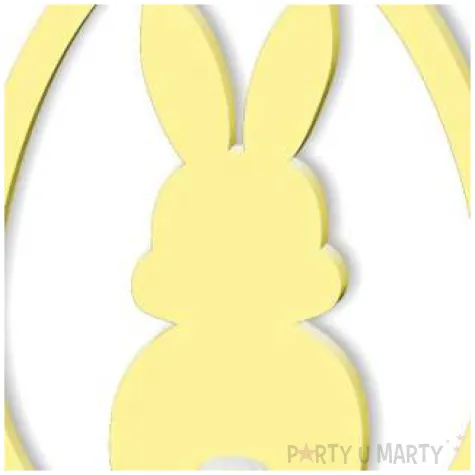 dekoracja drewniana zajaczek pastelowy w jaju kremowy 8 cm