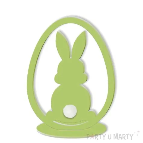 dekoracja drewniana zajaczek pastelowy w jaju zielony 8 cm