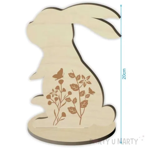 dekoracja drewniana zajaczek w kwiatkach 20 cm
