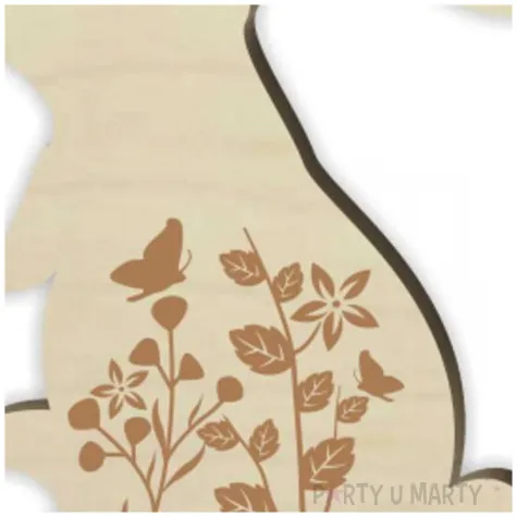 dekoracja drewniana zajaczek w kwiatkach 20 cm