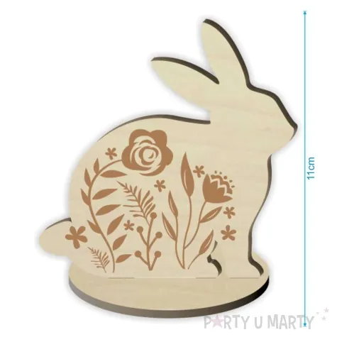 dekoracja drewniana zajaczek w listkach 11 cm