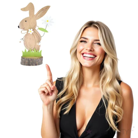 dekoracja drewniana zajaczek ze stokrotka arpex 17 cm