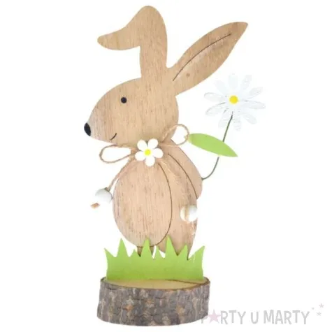 dekoracja drewniana zajaczek ze stokrotka arpex 17 cm