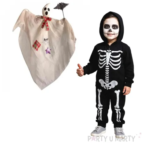 dekoracja duch z nietoperzem bialy carnival toys 90 cm