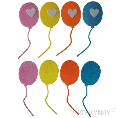 dekoracja filcowa baloniki z sercem mix titanum 8 szt