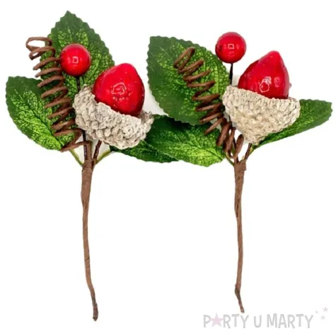 dekoracja galazki dekoracyjne jarzebina z zoledziami czerwony aliga 2 szt