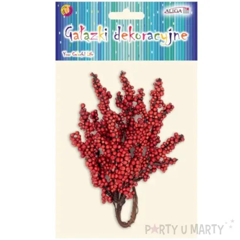 dekoracja galazki jarzebiny male kulki czerwony aliga