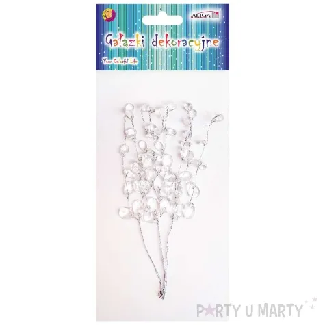 dekoracja galazki krysztalki na druciku aliga 3 szt