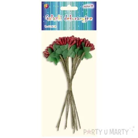 dekoracja galazki ryzyk czerwony aliga 12 szt