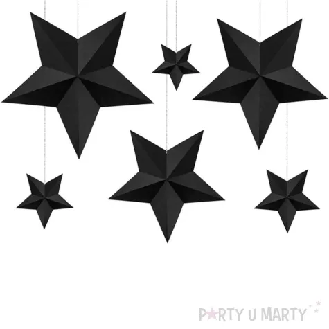 dekoracja gwiazdy czarne partydeco 6 szt