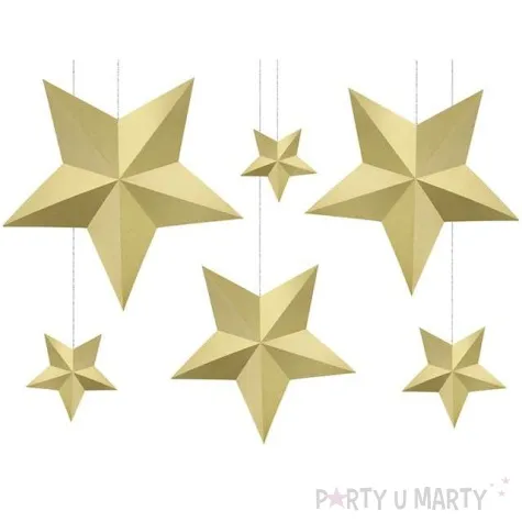 dekoracja gwiazdy zloty partydeco 6szt