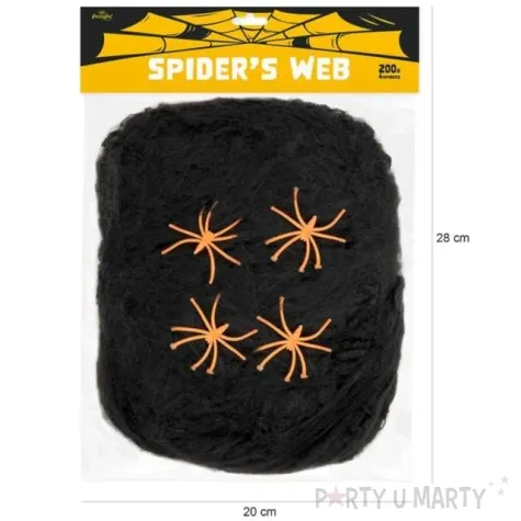 dekoracja halloweenowa pajeczyna czarna partypal 200 g