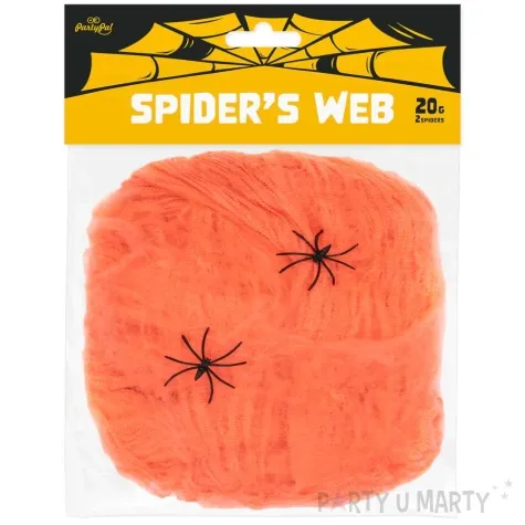 dekoracja halloweenowa pajeczyna pomaranczowa partypal 20 g