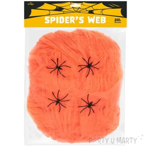 dekoracja halloweenowa pajeczyna pomaranczowa partypal 200 g
