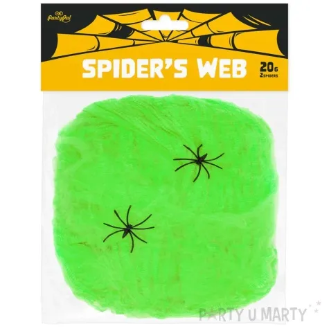 dekoracja halloweenowa pajeczyna zielona partypal 20 g