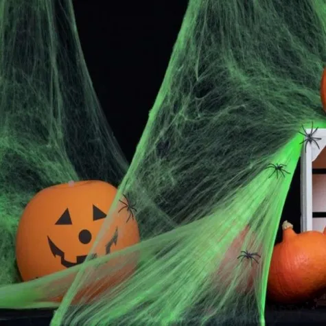 dekoracja halloweenowa pajeczyna zielona partypal 200 g