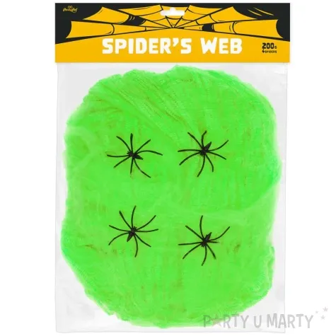dekoracja halloweenowa pajeczyna zielona partypal 200 g