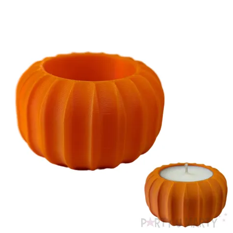 dekoracja halloweenowa w postaci swiecznika w ksztalcie dyni