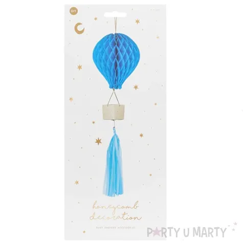 dekoracja honeycomb balon fredzle i koszyczek niebieska partydeco