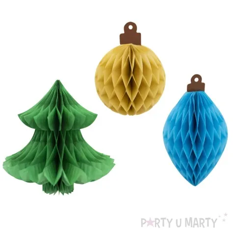 dekoracja honeycomb choinka i bombki amscan 16 cm 3 szt