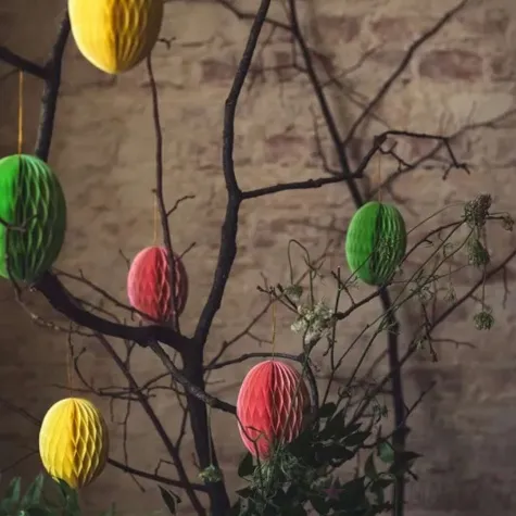 dekoracja honeycomb jajko zielone partydeco 12 cm