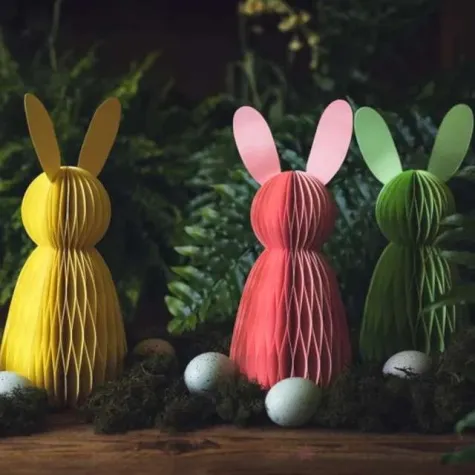 dekoracja honeycomb kroliczek zolty partydeco 30 cm