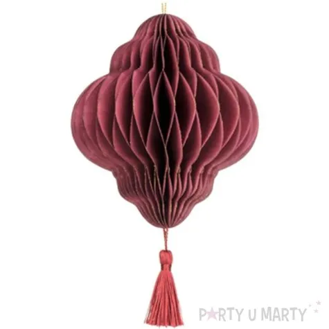 dekoracja honeycomb latarnia bordowa partydeco 15 cm