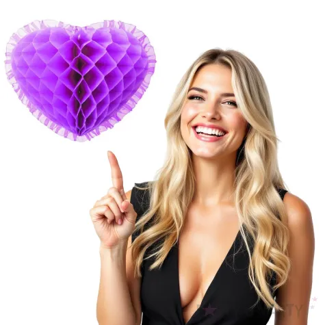 dekoracja honeycomb serce fioletowa 45 cm funny fashion