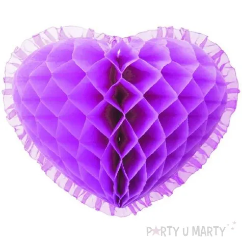 dekoracja honeycomb serce fioletowa 45 cm funny fashion