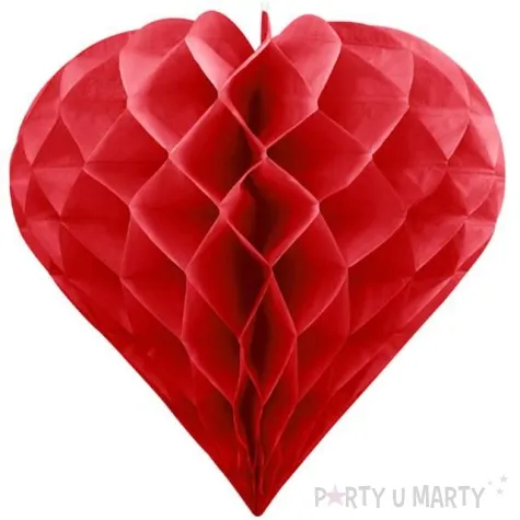 dekoracja honeycomb serce partydeco czerwone 30 cm
